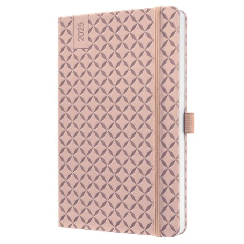 Jolie Diary 2025 Approx A5 Hardcover Thermo PU Week To View Flair 135x203x16mm Pearl Rose