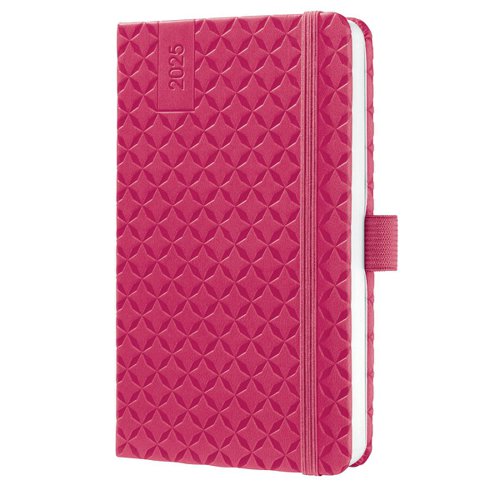 Jolie Diary 2025 Approx A6 Hardcover Thermo PU Week To View Flair 95x150x16mm Fuschia Pink