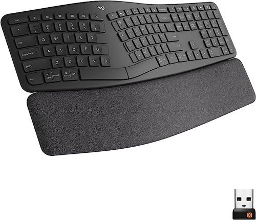 Logitech Ergo K860 QWERTY UK RF Wireless Bluetooth Ergonomic Curved Keyboard with Wrist Rest