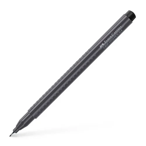 Faber-Castell Fibre-Tip Grip Pen 0.4mm Tip Black 56% Recycled Plastic (Pack 10) - 151699