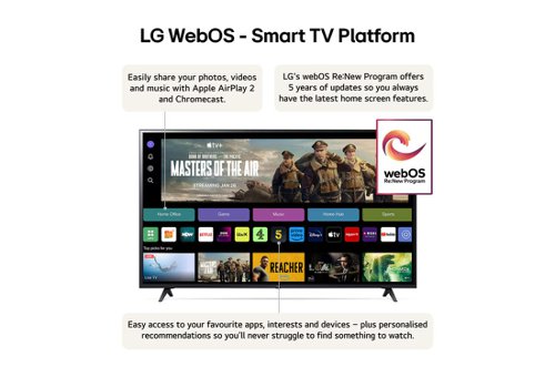 LG UT80 2024 65 Inch 3840 x 2160 Pixels 4K Ultra HD HDR Bluetooth HDMI USB Smart TV  8LG65UT80006LA