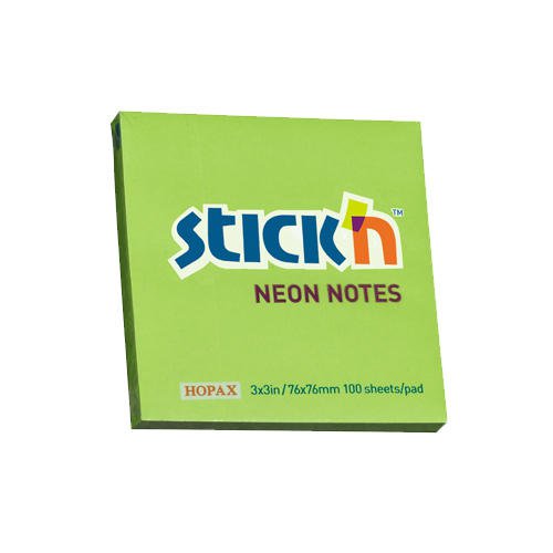 Stickn Adh note 76x76mm Green Pack 12