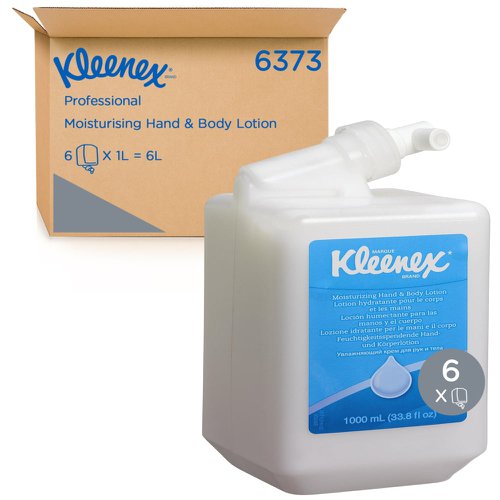 Kleenex Moisturising Hand and Body Lotion 1 Litre White (Pack of 6) 6373