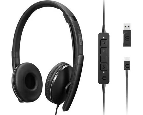 Lenovo Wired Gen 2 USB-C USB-A UC Active Noise Cancelling Headset