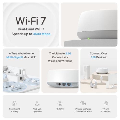 TP-Link BE3600 Whole Home Mesh Wi-Fi 7 System Network Routers 8TP10443291