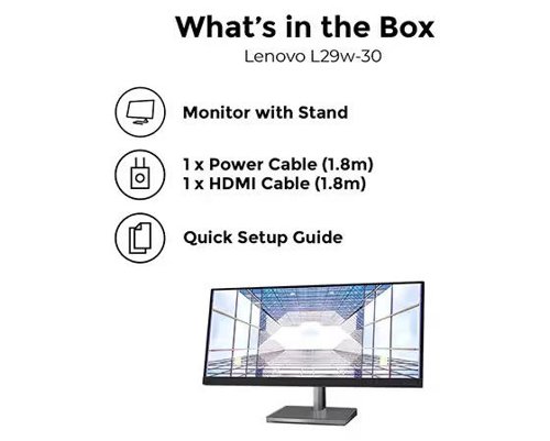Lenovo L29w-30 29 Inch 2560 x 1080 Pixels Quad HD IPS Panel FreeSync HDMI DisplayPort Monitor  8LEN66E5GAC3UK