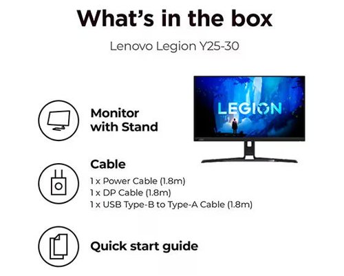 Lenovo Legion Y25-30 24.5 Inch 1920 x 1080 Pixels Full HD IPS Panel HDMI DisplayPort USB Hub Gaming Monitor  8LEN66F0GACBUK