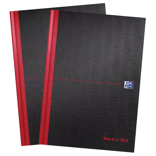 Black n Red Casebound Notebook Ruled 192 Pages A4 Black (Pack 2) - 400155360