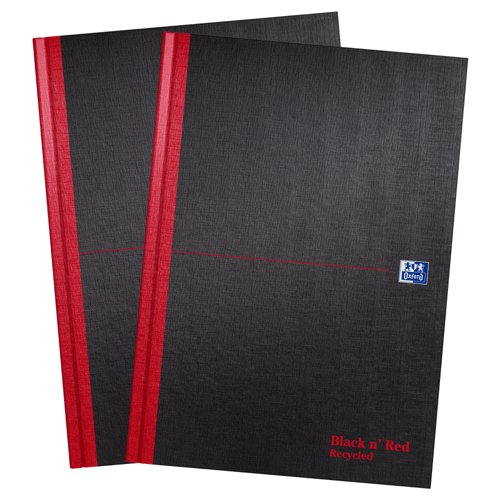 Black n Red Casebound Notebook Ruled 192 Pages Recycled A4 (Pack 2) - 400194939