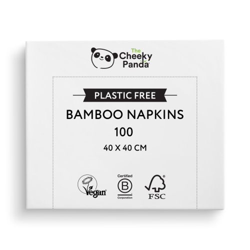 Cheeky Panda Sustainable Large Bamboo Napkins 40 x 40cm 100 Napkins Per Pack (Pack 4) - PFCNAPKXL4