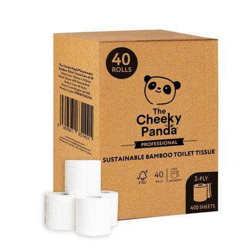 Cheeky Panda Sustainable Plastic-Free Bamboo Toilet Tissue 2 Ply 400 Sheets (Pack 40) - PFB2BTOILT