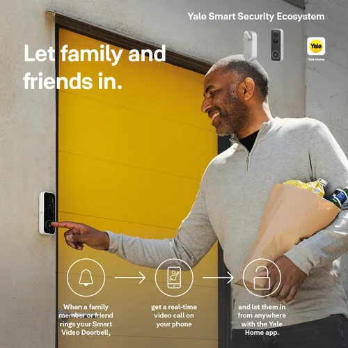 Yale Smart Video Doorbell - Full HD Live View and Two-Way Audio; 2 to 4 Days of Integrated Storage for Recordings; Powered by Battery or Wired Door Bell 8YASVVDB1AW