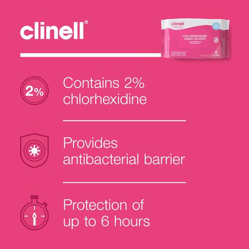 Clinell Chlorhexidine Wash Gloves (Pack of 8) CHGWGL8