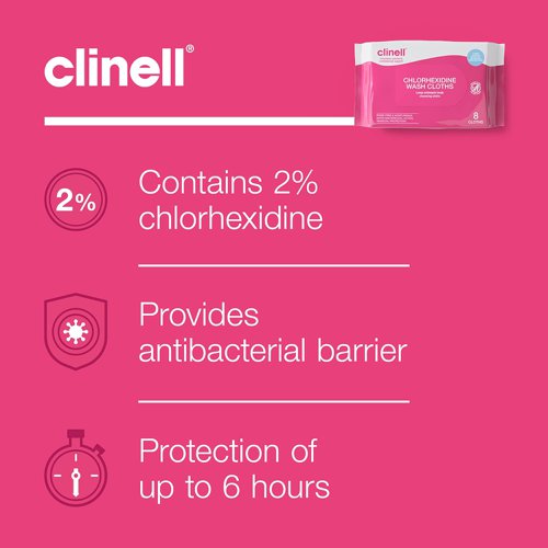 Clinell Chlorhexidine Wash Cloths (Pack of 8) CHGWC8 | Gama Healthcare Ltd