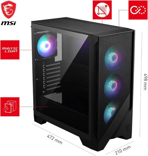 MSI MAG Forge 320R Airflow ATX Micro Tower Gaming PC Case