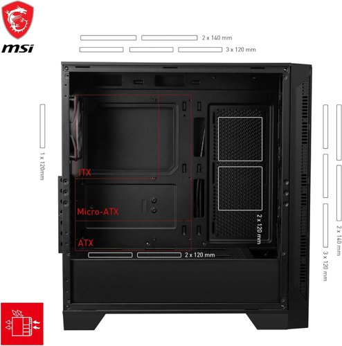 MSI MAG Forge 320R Airflow ATX Micro Tower Gaming PC Case