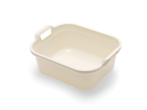 A contemporary styled bowl with a scratch resistant finish, durable and easy to clean. Raised handles for easy lifting.