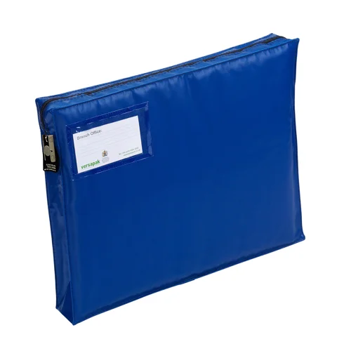 Versapak Reusable Mail Bag With Gusset and Button Seal Locking Mechanism Medium 406x305x75mm Blue - ZG2-BLS Mailing Pouches 48007VE