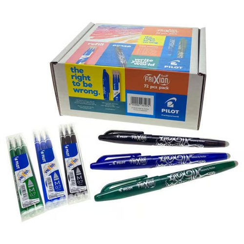 Pilot Frixion Ball Medium Tip Pens Classpack Assorted (Pack 72) - 5012052031074