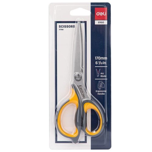 Deli Ergo Scissors Steel 17cm carded