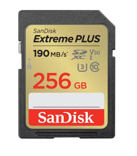 SanDisk Extreme PLUS 256GB Class 10 UHS-I U3 V30 SDXC Memory Card