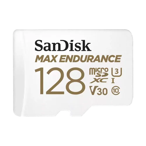 SanDisk MAX Endurance 128GB Class 10 UHS-I U3 V30 MicroSDXC Memory Card and Adapter