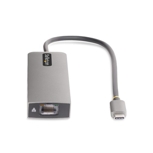 8ST10431447 | This USB Type-C Hub with 2.5Gigabit Ethernet and 100W USB Power Delivery Pass-Through adds three USB 3.2 Gen 2 (10Gbps) ports (2x USB-A, 1x USB-C) to a USB-C enabled computer. Connect the USB hub to a USB-C port on a laptop, using the built-in 1ft (30cm) USB-C host cable. Charge a host laptop by connecting the host laptop's USB-C power supply to the USB Power Delivery (PD) 3.0 port. Backward compatibility with USB 2.0 (480Mbps) devices ensures support for a wide range of modern and legacy USB peripherals.2.5 Gigabit EthernetThe USB hub features a 2.5 Gigabit Ethernet adapter. The Ethernet controller is compatible with the IEEE 802.3bz standard (2.5GBASE-T/NBASE-T) and supports Wake-on-LAN (WoL), Jumbo Frames, and V-LAN Tagging. The network adapter enhances network reliability, security, and performance at speeds of up to 10/100/1000/2500Mbps.USB Power Delivery Pass-ThroughThis USB hub features 100W USB Power Delivery 3.0 pass-through (85W laptop charging). Connect a power source to the PD pass-through port to power the connected host device. PD 3.0 features Fast Role Swap (FRS) to prevent USB data disruption when switching power sources (USB-C power adapter to bus power).This Power is dynamically shared across the downstream ports. For added protection to the USB hub and any connected devices, the USB hub features Overcurrent Protection (OCP). OCP prevents faulty USB peripherals from drawing more power than is safely allocated.Plug and PlayThis device is compatible with all major operating systems, including Windows, macOS, ChromeOS, iPadOS, and Android. The Hub is automatically detected, configured, and installed upon connection to a host computer.Enhance Productivity and Device Management with the StarTech.com Connectivity Tools ApplicationDeveloped to improve performance and security, StarTech.com Connectivity Tools is the only software suite on the market that works with a wide range of IT connectivity accessories. The software suite includes:USB Event Monitoring Utility: Track and log connected USB devices.MAC Address Pass-Through Utility: Improve network security.Wi-Fi Auto Switch Utility: Enable users to quickly access faster network speeds via wired LAN.