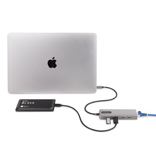 8ST10431447 | This USB Type-C Hub with 2.5Gigabit Ethernet and 100W USB Power Delivery Pass-Through adds three USB 3.2 Gen 2 (10Gbps) ports (2x USB-A, 1x USB-C) to a USB-C enabled computer. Connect the USB hub to a USB-C port on a laptop, using the built-in 1ft (30cm) USB-C host cable. Charge a host laptop by connecting the host laptop's USB-C power supply to the USB Power Delivery (PD) 3.0 port. Backward compatibility with USB 2.0 (480Mbps) devices ensures support for a wide range of modern and legacy USB peripherals.2.5 Gigabit EthernetThe USB hub features a 2.5 Gigabit Ethernet adapter. The Ethernet controller is compatible with the IEEE 802.3bz standard (2.5GBASE-T/NBASE-T) and supports Wake-on-LAN (WoL), Jumbo Frames, and V-LAN Tagging. The network adapter enhances network reliability, security, and performance at speeds of up to 10/100/1000/2500Mbps.USB Power Delivery Pass-ThroughThis USB hub features 100W USB Power Delivery 3.0 pass-through (85W laptop charging). Connect a power source to the PD pass-through port to power the connected host device. PD 3.0 features Fast Role Swap (FRS) to prevent USB data disruption when switching power sources (USB-C power adapter to bus power).This Power is dynamically shared across the downstream ports. For added protection to the USB hub and any connected devices, the USB hub features Overcurrent Protection (OCP). OCP prevents faulty USB peripherals from drawing more power than is safely allocated.Plug and PlayThis device is compatible with all major operating systems, including Windows, macOS, ChromeOS, iPadOS, and Android. The Hub is automatically detected, configured, and installed upon connection to a host computer.Enhance Productivity and Device Management with the StarTech.com Connectivity Tools ApplicationDeveloped to improve performance and security, StarTech.com Connectivity Tools is the only software suite on the market that works with a wide range of IT connectivity accessories. The software suite includes:USB Event Monitoring Utility: Track and log connected USB devices.MAC Address Pass-Through Utility: Improve network security.Wi-Fi Auto Switch Utility: Enable users to quickly access faster network speeds via wired LAN.