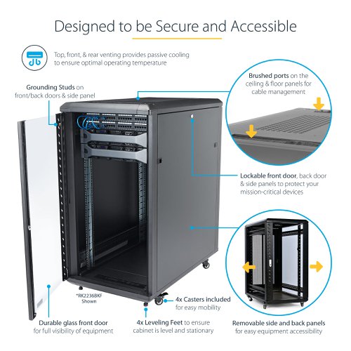 StarTech.com 4 Post 18U Lockable Server Rack Cabinet