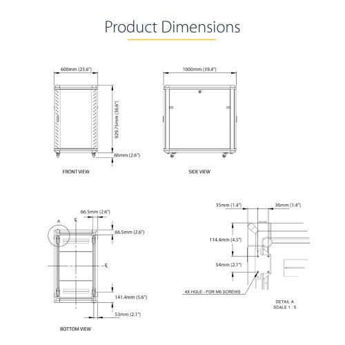 StarTech.com 4 Post 18U Lockable Server Rack Cabinet