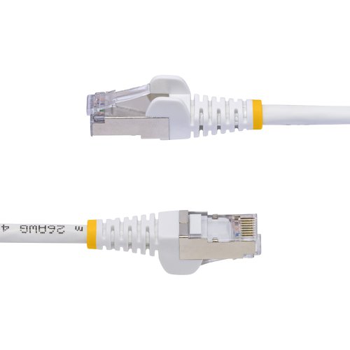 Connect to a 25/40Gbps switch or networking device using this Snagless S/FTP Category 8 Ethernet Cable. The 2000MHz maximum frequency enables up to four times higher throughput than Cat6a.Pure Bare Copper WireOur Snagless Cat8 Cables are designed for long-lasting performance. The 4-Pair Shielded and Foiled Twisted Pair (S/FTP) construction utilizes 26AWG pure bare copper wire for improved conductivity and low resistance, ensuring reliable transmission and minimal signal loss.Pure bare copper wiring offers consistent performance characteristics across different environments. Each pair is shielded in aluminium-mylar foil and tinned copper braid for enhanced EMI protection.Durable ConstructionThe Cat8 Ethernet Cable features snagless 50-micro gold-plated connectors that enable a precise fit to minimize wear and are rated beyond 750 connector mating cycles. The flexible Low Smoke Zero Halogen (LSZH) flame-retardant jacket emits low smoke and toxic fumes when exposed to extreme heat or in the event of a fire. This enables safer installations in poorly-ventilated areas including some industrial settings, self-contained environments such as trains and aircraft, as well as residential settings where compliance with building codes must be considered.The cable is rated to withstand -/+90-degree bends and routes well in confined spaces.Versatile DependabilityThe Shielded Cat8 Patch Cord is ideal for high-density 25/40GBASE-T networks and supports up to 100W output to Power over Ethernet (PoE++) devices. Establish connectivity to 25G/40G switches, Network Attached Storage (NAS), Storage Area Networks (SANs), and SFP modules. It facilitates reliable throughput and power to low-latency and critical PoE devices, including PoE switches, access points, and IP cameras.Backward compatibility with Cat 6/6a and Cat 5/5e standards ensure seamless integration into existing network environments. Our Snagless Cat8 cables are Fluke channel tested for guaranteed Cat8 performance.