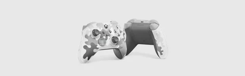 Experience the Xbox Wireless Controller - Arctic Camo Special Edition, featuring a rugged white and grey camouflage pattern. Enjoy modern sculpted surfaces and refined geometry for enhanced comfort during gameplay. Quickly pair with, play on and switch between devices including console, PC and mobile.