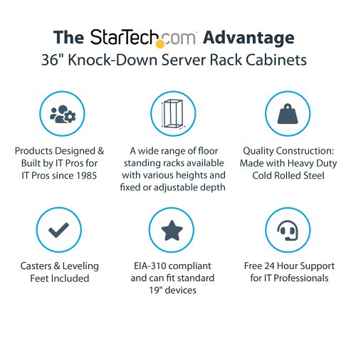 Startech.com 4Post 15U Server Rack Cabinet Lockable 19in Data Cabinet