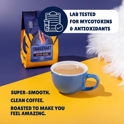 An exceptional coffee that should be on every coffee drinkers list to try. Specialty Coffee Association (SCA) Q-graded with scores above 82.5.This coffee has tasting notes of Almond, Sugarcane & Maple Syrup. It's naturally sweet and very smooth. Decaffeinated using the Mexican mountain water method for exceptionally full flavour and no chemicals!Independently Lab Tested (Since 2015): Super clean coffee guarantee. Mycotoxin and heavy metal free. Decaffeinated chemical-free using the Mexican Mountain Water Method for no crash or jitters!Naturally rich in antioxidants & minerals at higher levels than green & black teas - winner! We also independently lab test all our coffees to ensure they are free from mycotoxins.TrueStart Coffee is a family-run, independent brand that makes delicious coffee to make you feel amazing. As a certified B Corp and Carbon Negative company we're on a mission to make people feel happier and healthier; one cup of positive energy at a time!