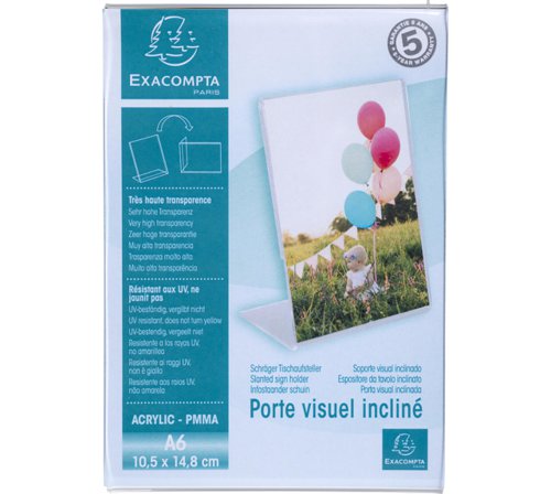 Exacompta Slanted Sign Holder A6 Portrait Clear - 86058D