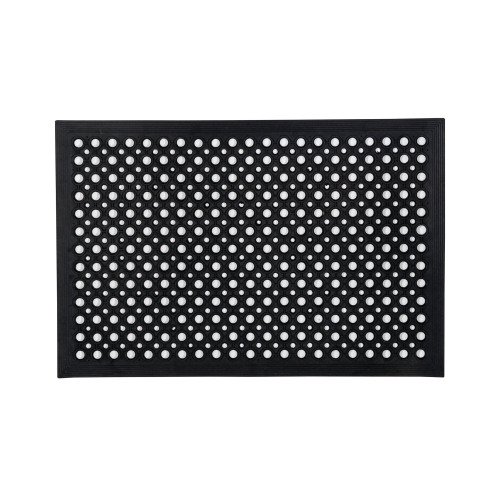 Floortex Doortex Heavy-duty Open Top Anti-fatigue Ergonomic Anti-slip Mat 100% Recycled Natural Rubber 80x120cm Black - UREMFLRU0013