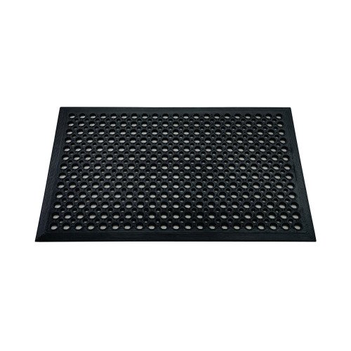 Floortex Doortex Heavy-duty Open Top Anti-fatigue Ergonomic Anti-slip Mat 100% Recycled Natural Rubber 80x120cm Black - UREMFLRU0013