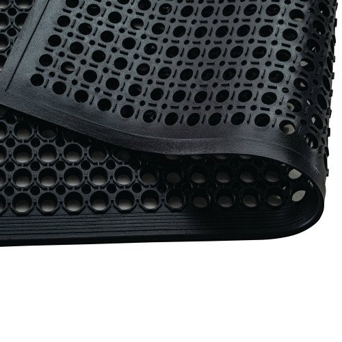 Floortex Doortex Heavy-duty Open Top Anti-fatigue Ergonomic Anti-slip Mat 100% Recycled Natural Rubber 80x120cm Black - UREMFLRU0013