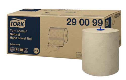 Tork Matic 290099 H1 Paper Hand Towel 2-Ply Natural 100% Recycled 625 Sheets per Roll 210mm x 150m [Pack 6] 