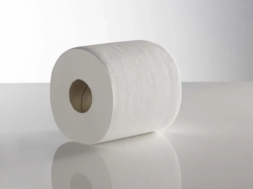 58869WP | White, laminated and embossed centrefeed roll. 120m x 166mm, 2-ply, roll.