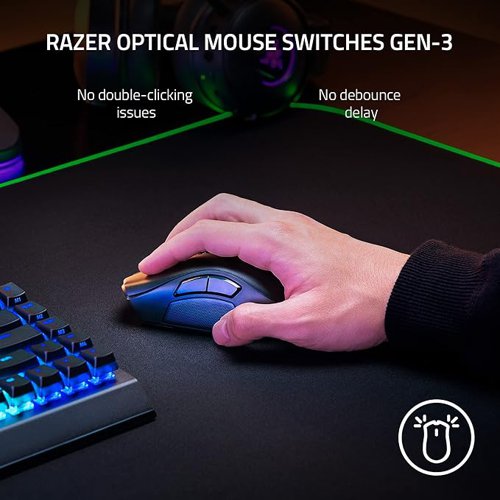 Razer Naga V2 Pro 30000 DPI RF Wireless + Bluetooth + USB-C Gaming Mouse