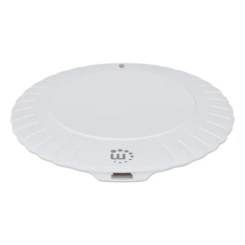 Manhattan White Smartphone Wireless Charging Pad - 5W Charging; Qi Certified; Micro-USB to USB-A Cable Included