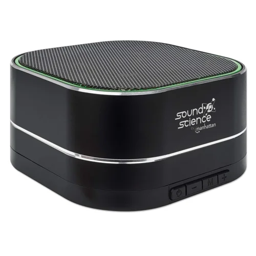 Manhattan Sound Science Metallic Black Bluetooth Speaker - Up to 6 Hours Playback Time; 10m Range; Aux 3.5mm Connector