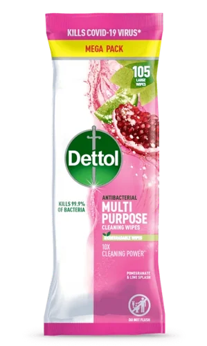 Dettol Multi Purpose Cleaning Wipes Pomegranate (Pack 105) - 3244472