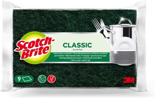 Scotch-Brite® Classic Scouring Pad, 9 pieces in pack