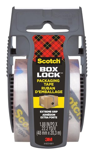 Scotch® Box Lock™ Packaging Tape 195-6-EF, 48 mm x 20.3 m, 6 Rolls with Dispensers/Pack