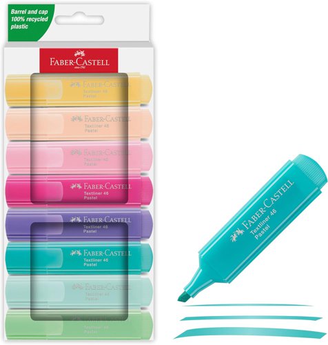 Faber-Castell Highlighter Textliner 46 Assorted Pastel Colours (Pack 8) - 254658