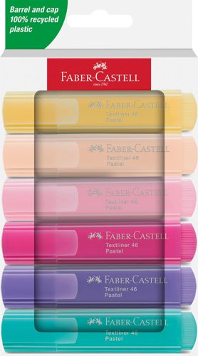 Faber-Castell Highlighter Textliner 46 Assorted Pastel Colours (Pack 6) - 254656