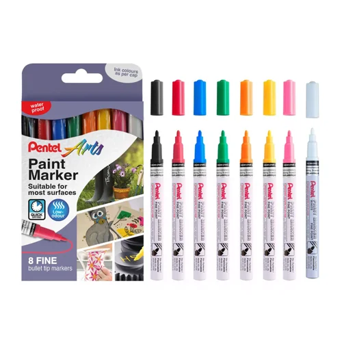 Pentel Paint Marker Fine Bullet Tip Assorted Classic Colours (Pack 8) - YMSP10/8-M