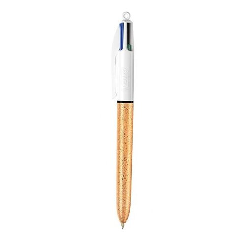 Bic 4 Colours Party Champagne Effect Barrel Ballpoint Pen 1.0mm Tip 0.32mm Line Black/Blue/Green/Red Ink (Pack 12) - 992701 59842BC